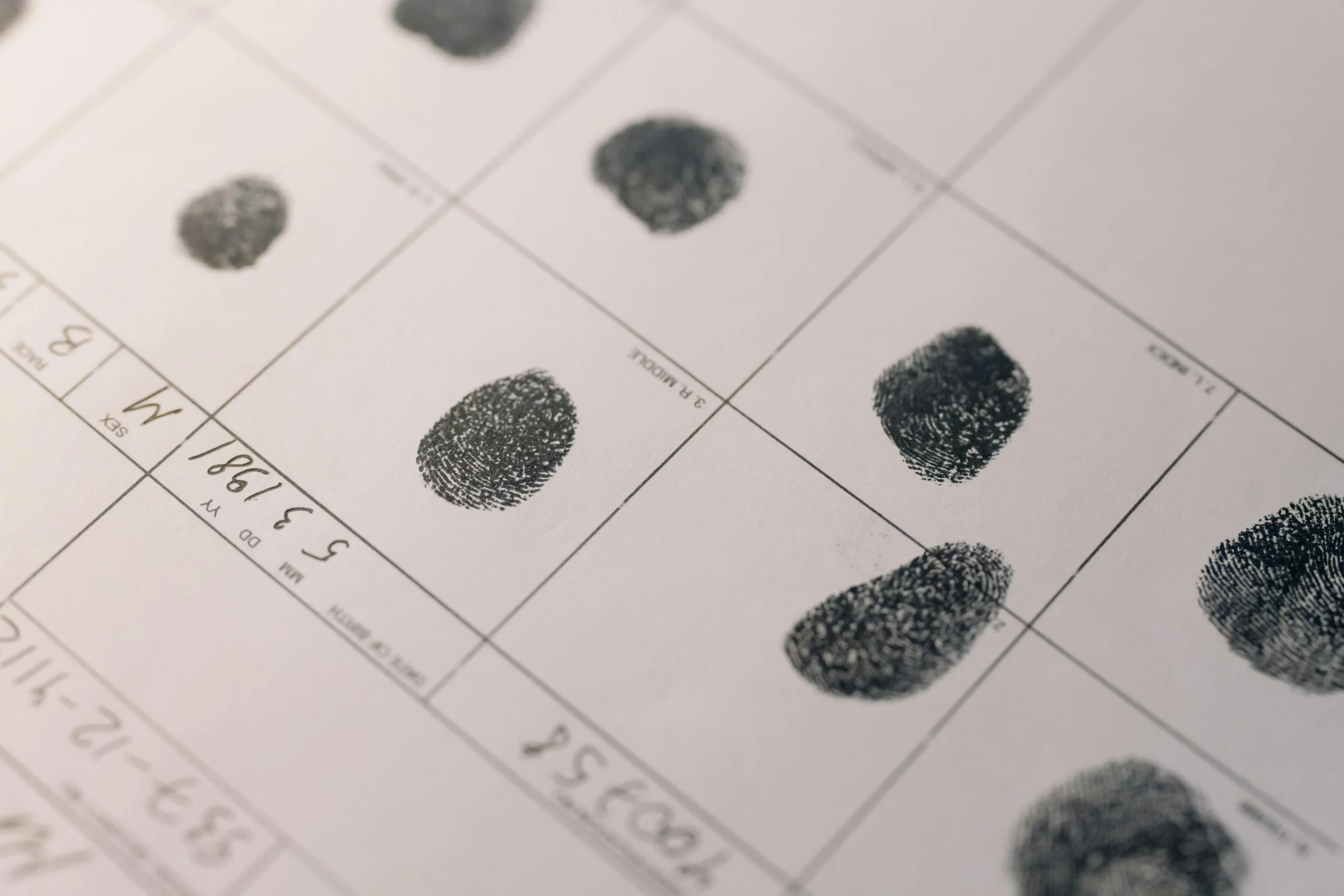 Close up of finger prints being taken. Criminal record expungement will need to be done to Clear your criminal record