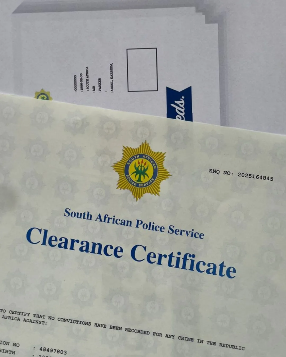 South African Police Clearance Certificate