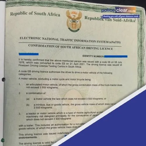 driver’s licence confirmation letter South Africa